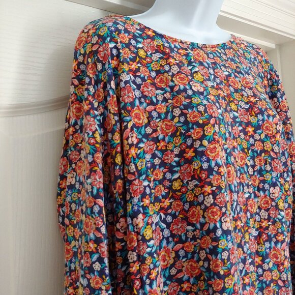 Old Navy Floral Colorful Flowy Boho Long Sleeve Modest Dress XXL - Picture 6 of 14